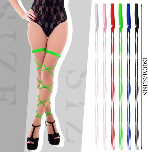 6 Pairs Halloween Leg Wraps Rave Leg Wrap Festival Adjustable Garter Leg Wraps for Women Girls Party Costume, 6 Colors in Saudi Arabia