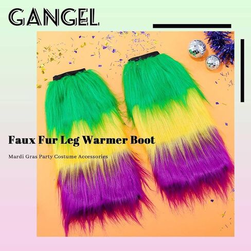 Gangel Fur Leg Warmers for Women Mardi Gras Leg Stocking Plush Stocking Faux Fur Leg Warmer Boot Elastic Long Socks with Holiday Rave Costume Accessories in Kuwait