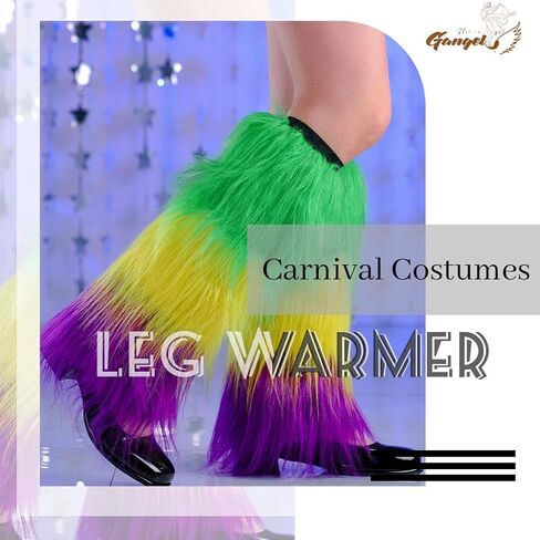 Gangel Fur Leg Warmers for Women Mardi Gras Leg Stocking Plush Stocking Faux Fur Leg Warmer Boot Elastic Long Socks with Holiday Rave Costume Accessories in Kuwait