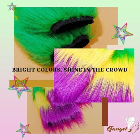 Gangel Fur Leg Warmers for Women Mardi Gras Leg Stocking Plush Stocking Faux Fur Leg Warmer Boot Elastic Long Socks with Holiday Rave Costume Accessories in Kuwait