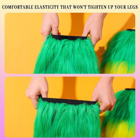 Gangel Fur Leg Warmers for Women Mardi Gras Leg Stocking Plush Stocking Faux Fur Leg Warmer Boot Elastic Long Socks with Holiday Rave Costume Accessories in Kuwait