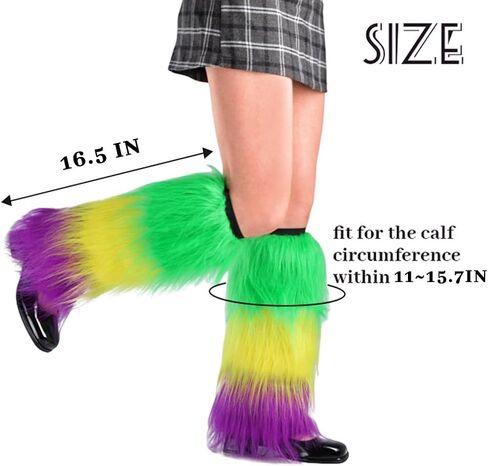 Gangel Fur Leg Warmers for Women Mardi Gras Leg Stocking Plush Stocking Faux Fur Leg Warmer Boot Elastic Long Socks with Holiday Rave Costume Accessories in Kuwait