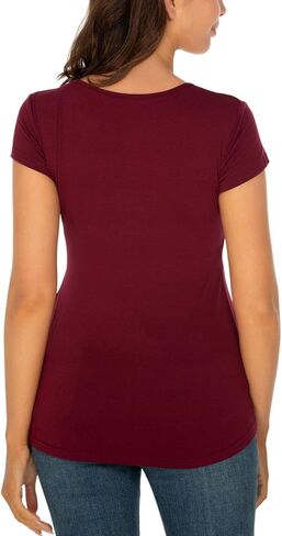 قمصان نسائية صيفية بأكمام قصيرة من Ecavus للحمل كاجوال بطيات أمامية من بيبلوم للحمل in Kuwait