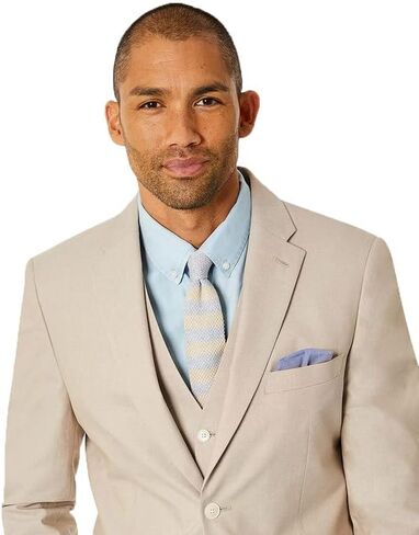 Men's Modern-Fit THFlex Stretch Chambray Suit Separate Jacket (Tan, 40R) in Saudi Arabia