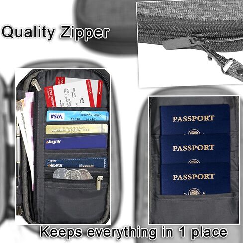 ستورايت حافظة من النايلون لحمل جواز السفر وبطاقات الائتمان للاستخدام اليومي والرحلات الدولية للرجال والنساء، رمادي، عبوة واحدة بلون رمادي، كاجوال in Kuwait