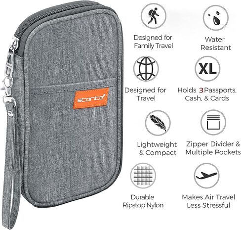 ستورايت حافظة من النايلون لحمل جواز السفر وبطاقات الائتمان للاستخدام اليومي والرحلات الدولية للرجال والنساء، رمادي، عبوة واحدة بلون رمادي، كاجوال in Kuwait
