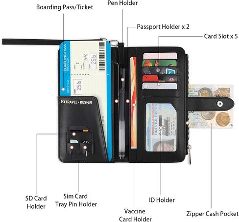Passport Holder Cover, Quilting Leather Travel Wallet Case with RFID Blocking, Puffer Style Travel Documents Organizer for Passport, Business Cards, Credit Cards, Boarding Pass in Saudi Arabia