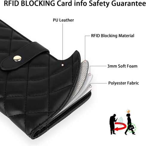 Passport Holder Cover, Quilting Leather Travel Wallet Case with RFID Blocking, Puffer Style Travel Documents Organizer for Passport, Business Cards, Credit Cards, Boarding Pass in Saudi Arabia