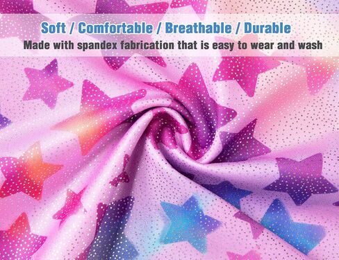 TENVDA Girls Gymnastics Leotards Size 5-6 Years Black Hot Pink Sparkly Stars FittedSleeveless Kids Biketard Tumbling Unitard in Kuwait