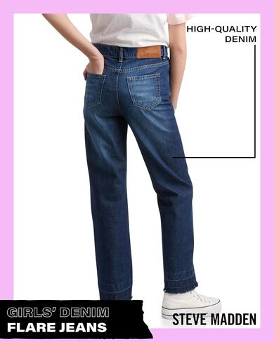 جينز ستيف مادن للفتيات - جينز Palazzo واسع الساق واسع - جينز كاجوال عالي الخصر من قماش الدنيم المطاطي الفضفاض للفتيات (4-16) in Saudi Arabia