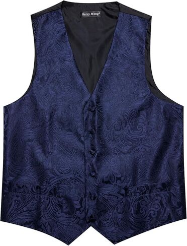 Men's 6PCS Vest Tie Set Business/Leisure Silk Paisley Suit Waistcoat with Handkerchief Clip Pin for Wedding Party in Kuwait