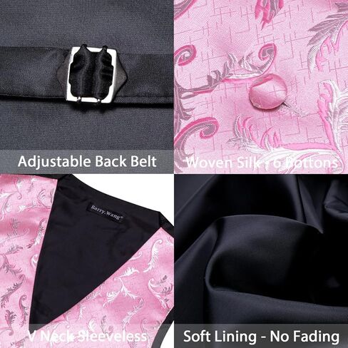 Men's 6PCS Vest Tie Set Business/Leisure Silk Paisley Suit Waistcoat with Handkerchief Clip Pin for Wedding Party in Kuwait