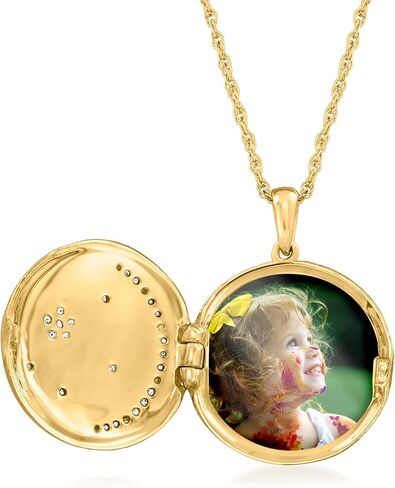 Ross-Simons 0.10 ct. t.w. Diamond Celestial Locket Necklace in 18kt Gold Over Sterling. 18 inches in Saudi Arabia