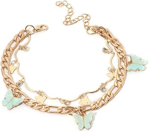 XULAVA أساور الكاحل للنساء، خلخال فراشة ذهبية عيار 14 قيراط للفتيات المراهقات، خلخال كوبي، مجوهرات الشاطئ للنساء، هدايا عيد الأم لصديقها in Kuwait