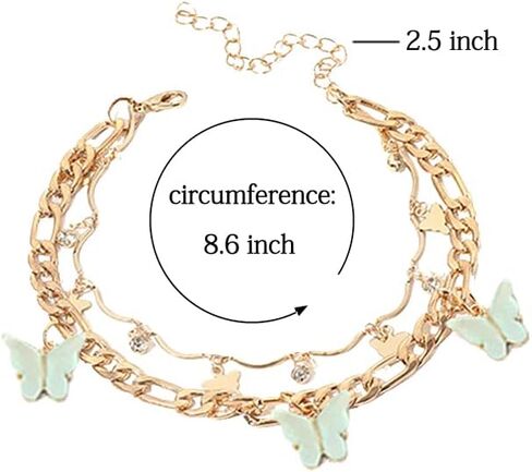 XULAVA أساور الكاحل للنساء، خلخال فراشة ذهبية عيار 14 قيراط للفتيات المراهقات، خلخال كوبي، مجوهرات الشاطئ للنساء، هدايا عيد الأم لصديقها in Kuwait