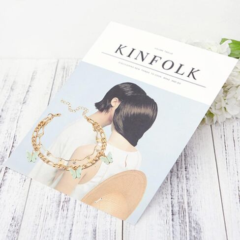 XULAVA أساور الكاحل للنساء، خلخال فراشة ذهبية عيار 14 قيراط للفتيات المراهقات، خلخال كوبي، مجوهرات الشاطئ للنساء، هدايا عيد الأم لصديقها in Kuwait