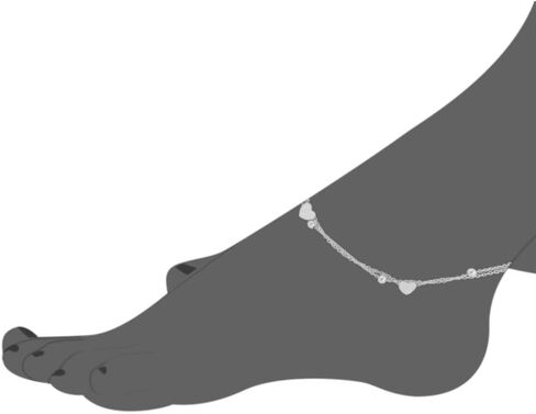Edforce الفولاذ المقاوم للصدأ 3 القلب سلسلة مزدوجة 5 كرات سحر خلخال سوار مجوهرات للقدم، 8.5 "+ 2" موسع in Kuwait