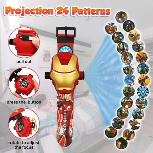 Superhero Projector Watch, Kids Digital Watch Toy, Gift Cool Toddler Stocking Stuffers for Birthday, Halloween, Christmas and Anniversaries with 24 Anime Images in Saudi Arabia