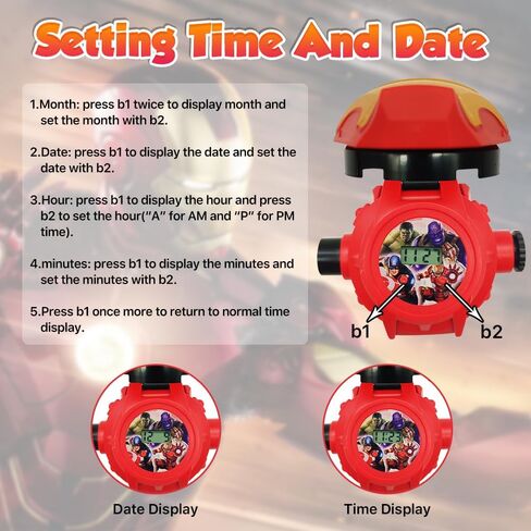 Superhero Projector Watch, Kids Digital Watch Toy, Gift Cool Toddler Stocking Stuffers for Birthday, Halloween, Christmas and Anniversaries with 24 Anime Images in Saudi Arabia