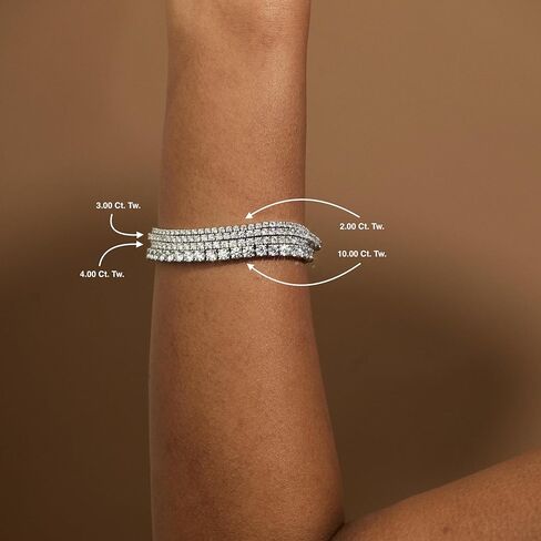 سوار تنس من الماس من Carbon Atelier IGI معتمد من 2 إلى 10 قيراط للنساء I سوار من الذهب الأبيض أو الأصفر عيار 14 قيراط (G-H، VS1-VS2، 2 إلى 10 قيراط) سوار 7 بوصة I Double Safety I 4-Prong Set in Kuwait