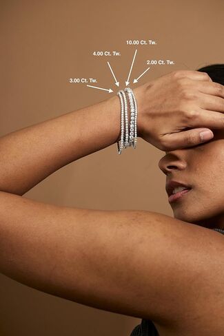 سوار تنس من الماس من Carbon Atelier IGI معتمد من 2 إلى 10 قيراط للنساء I سوار من الذهب الأبيض أو الأصفر عيار 14 قيراط (G-H، VS1-VS2، 2 إلى 10 قيراط) سوار 7 بوصة I Double Safety I 4-Prong Set in Kuwait