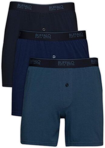 Felina Buffalo Mens Boxers - 3-Pack Cotton Boxers for Men, Boxer Shorts, Mens Underwear Black in Saudi Arabia