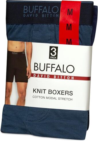 Felina Buffalo Mens Boxers - 3-Pack Cotton Boxers for Men, Boxer Shorts, Mens Underwear Black in Saudi Arabia