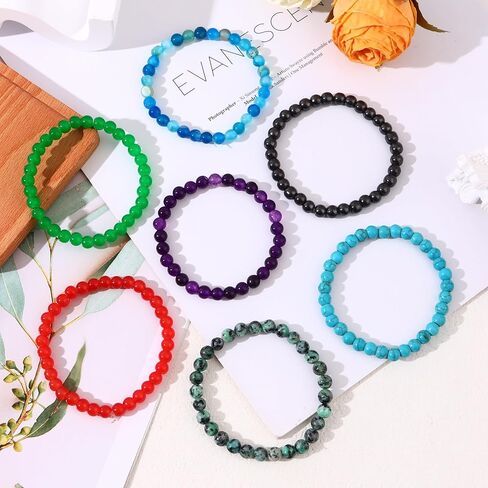 17 قطعة أساور مطرزة بالأحجار للنساء والرجال سوار مطرز بالكريستال للجنسين قابل للتعديل أساور ممتدة 6 مم in Kuwait