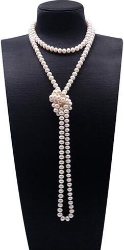قلادة JYX Pearl طويلة طويلة مصنوعة من مادة AA جودة 8-9 مم دائرية بيضاء لؤلؤ صناعي من اللؤلؤ الطازج عقد طويل سويتر in Kuwait