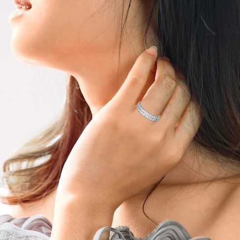 ألماس صديق 5/8 قيراط | ذهب أبيض عيار 14 قيراط أو فضة إسترلينية عيار 925| خاتم خطوبة من الألماس ذو طبقتين من الماس المقطوع المعتمد من IGI in Kuwait