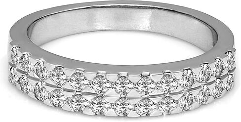 ألماس صديق 5/8 قيراط | ذهب أبيض عيار 14 قيراط أو فضة إسترلينية عيار 925| خاتم خطوبة من الألماس ذو طبقتين من الماس المقطوع المعتمد من IGI in Kuwait