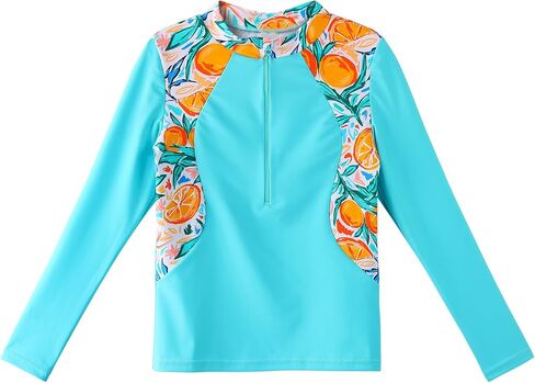 TFJH E 2PCS Girls Long Sleeve Swimsuit UV 50+ Rashguard Tankini Set Kids Swimwear Zipper 3-12Y in Kuwait