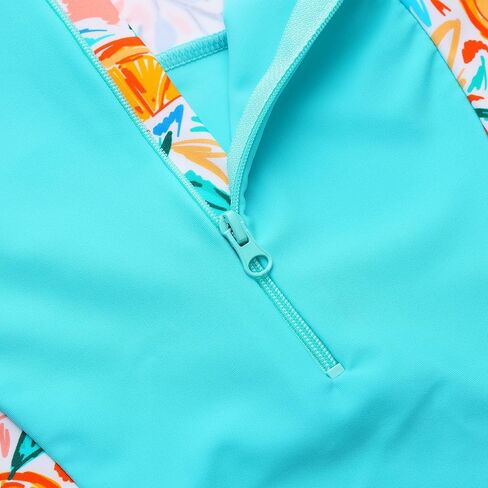 TFJH E 2PCS Girls Long Sleeve Swimsuit UV 50+ Rashguard Tankini Set Kids Swimwear Zipper 3-12Y in Kuwait