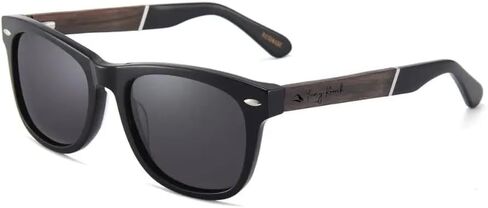 Yury Konnik Sunglasses for men women with uv protection, polarized effect UVA/UVB/UV400 wayfarer frame made of bamboo black in Saudi Arabia