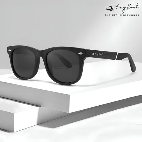 Yury Konnik Sunglasses for men women with uv protection, polarized effect UVA/UVB/UV400 wayfarer frame made of bamboo black in Saudi Arabia