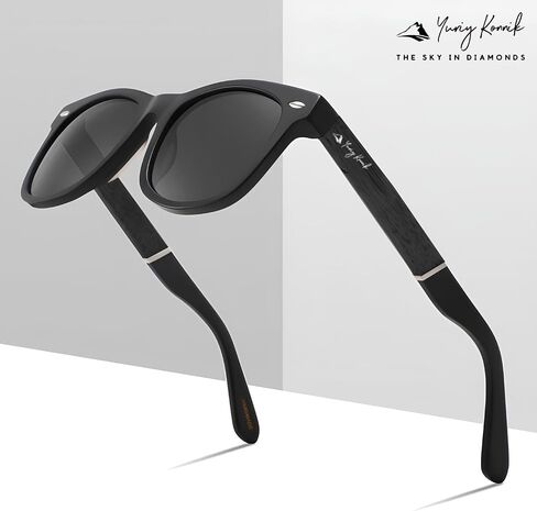 Yury Konnik Sunglasses for men women with uv protection, polarized effect UVA/UVB/UV400 wayfarer frame made of bamboo black in Saudi Arabia