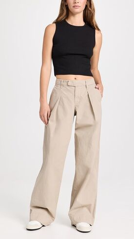 Women's Lola Pleat Khaki Pants in Saudi Arabia