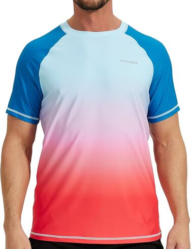 VAYAGER Mens Swim Shirt Short Sleeve UPF 50+ Rash Guard Quick Dry Water Beach Shirts Sun Protection T Shirts in Saudi Arabia