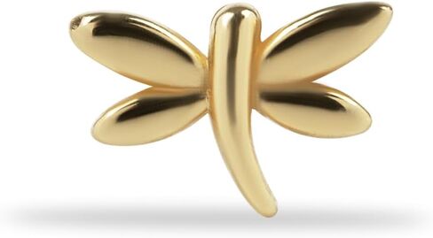 Dragonfly Labret Cartilage Piercing Earring - 14K Solid Yellow Gold - For Helix Tragus Lobe Conch Flat & Other Body Piercing BY KORAL JEWELRY in Saudi Arabia