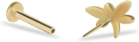 Dragonfly Labret Cartilage Piercing Earring - 14K Solid Yellow Gold - For Helix Tragus Lobe Conch Flat & Other Body Piercing BY KORAL JEWELRY in Saudi Arabia