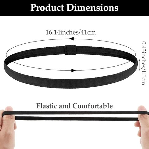 12 Pieces Thin Non-Slip Elastic Sports Headbands, Skinny Athletic Hair Bands for Yoga, Exercise, Running, Soccer, Sweatband in Black and Gray in Saudi Arabia