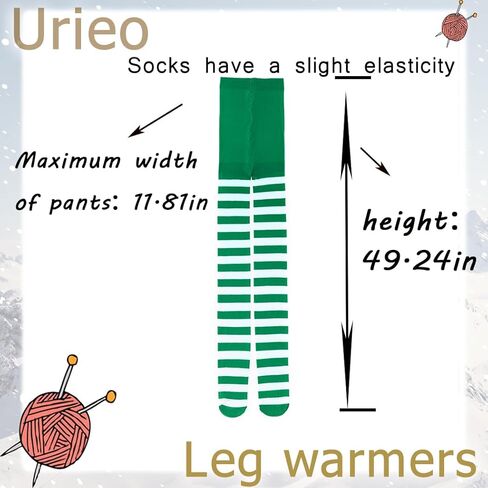 Urieo St. Patrick's Day Striped Tights Hosiery Green Opaque Footed Pantyhose Irish Costume Long Stockings for Women and Girls(Pack of 2 in Kuwait