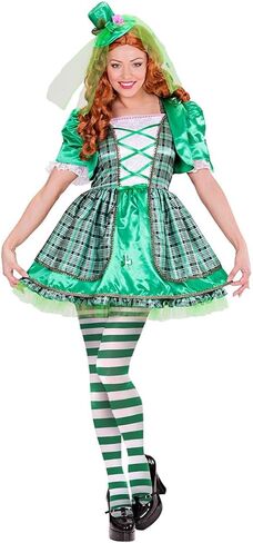 Urieo St. Patrick's Day Striped Tights Hosiery Green Opaque Footed Pantyhose Irish Costume Long Stockings for Women and Girls(Pack of 2 in Kuwait