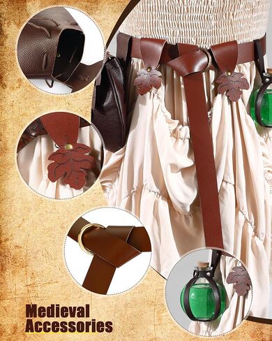 6 Pcs Women Renaissance Accessories Leaf Belt Bag Medieval Viking Belt Potion Bottles Leather Skirt Hikes in Saudi Arabia