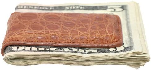 Cognac Matte Genuine Crocodile Money Clip – Magnetic - American Factory Direct - Strong Shielded Magnets - Money Holder - Money Holder - Made in USA by Real Leather Creations FBA504 in Kuwait