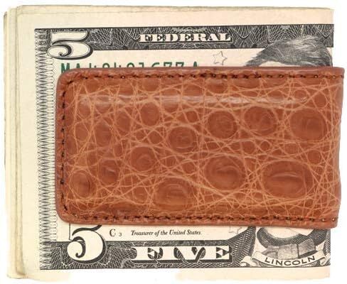 Cognac Matte Genuine Crocodile Money Clip – Magnetic - American Factory Direct - Strong Shielded Magnets - Money Holder - Money Holder - Made in USA by Real Leather Creations FBA504 in Kuwait