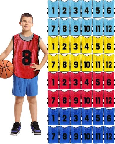 Suhine 48 Pcs Soccer Penny for Sports Assorted Colors Soccer Scrimmage Vests Team Practice Jersey for Adults Kids in Saudi Arabia