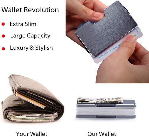 Total Minimalist Metal Pocket RFID Blocking Wallet | Pocket Credit Card Holder | NFC protecting Wallet, Slim men's (Blue), Small in Saudi Arabia