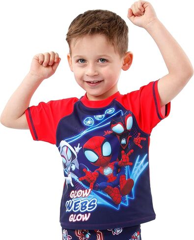 Marvel Spidey and His Amazing Friends Two Piece Boys Swimsuit | Spiderman Swimsuit for Boys | Bathing Suit Set | Blue 5 in Saudi Arabia