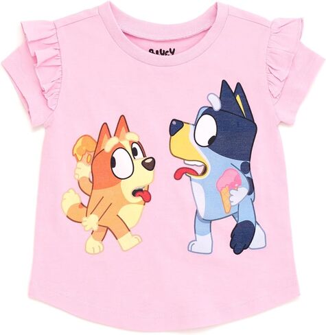 Bluey Girls T-Shirt and Chambray Shorts Outfit Set Toddler to Big Kid Sizes (2T - 10-12) in Saudi Arabia